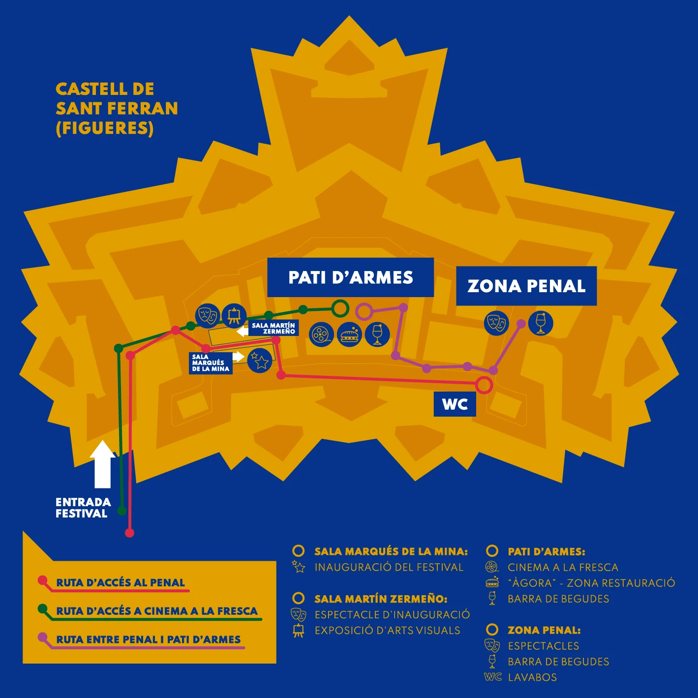 Mapa del festival Nits d'Art al Castell de Sant Ferran